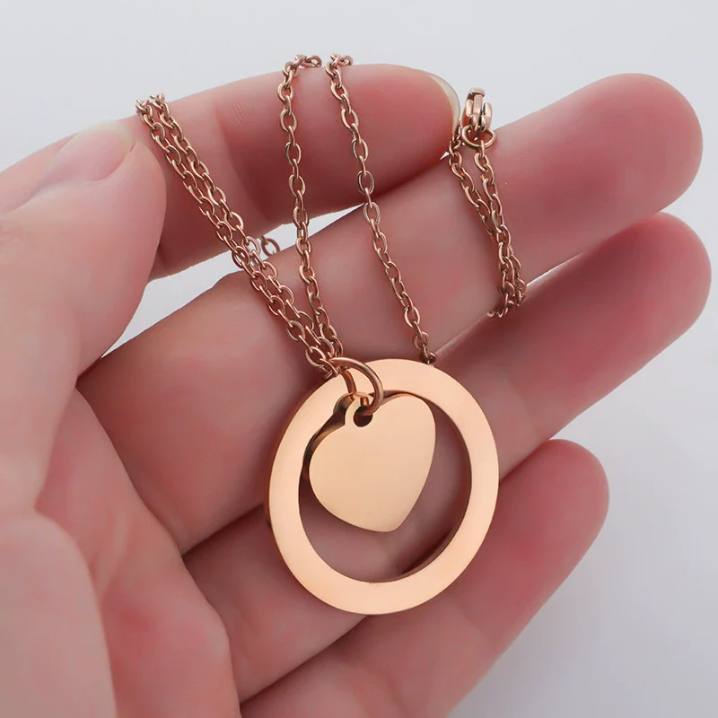 Necklace Stainless Steel Love Heart Pendant Simple Fashion - Image 3