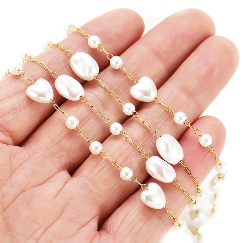 Necklace Stainless Steel Pearl Love Pattern Handmade Electroplated - Image 2