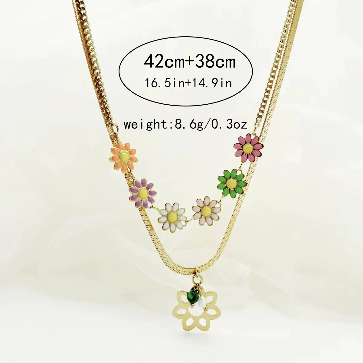 Necklace Stainless Steel Titanium Steel Hydrangea Love Sweet Style Electroplating Jewelry Accessories For Women - Image 7