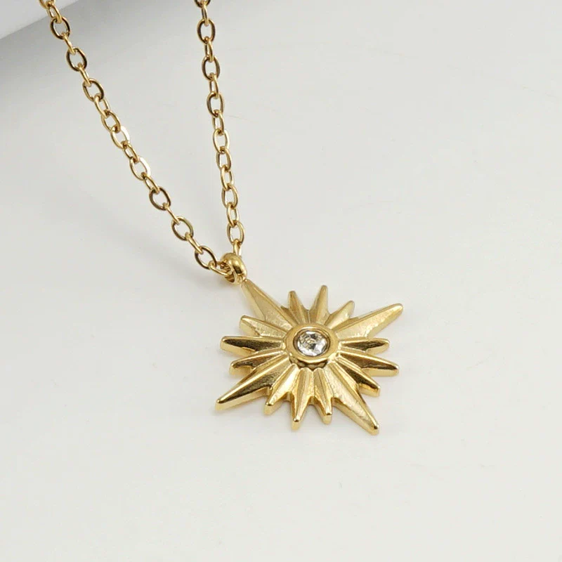 Necklace 316L Stainless Steel 316L Stainless Steel Star Pendant Chain Women's High Sense Vacuum Plated 18K Electroplated - Image 2