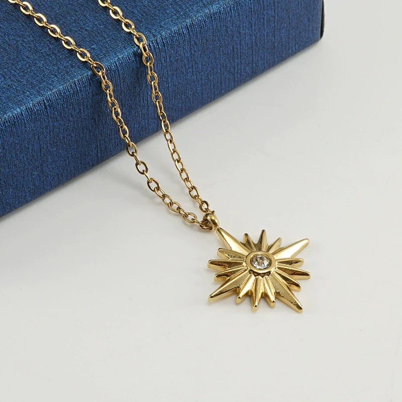 Necklace 316L Stainless Steel 316L Stainless Steel Star Pendant Chain Women's High Sense Vacuum Plated 18K Electroplated - Image 3