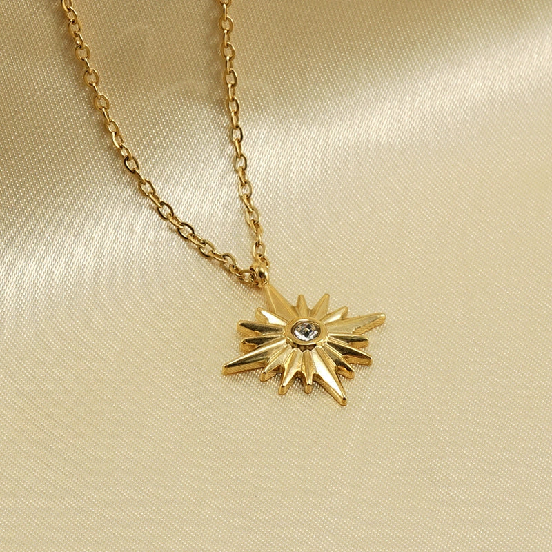 Necklace 316L Stainless Steel 316L Stainless Steel Star Pendant Chain Women's High Sense Vacuum Plated 18K Electroplated - Image 4