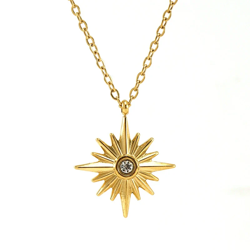 Necklace 316L Stainless Steel 316L Stainless Steel Star Pendant Chain Women's High Sense Vacuum Plated 18K Electroplated - Image 6