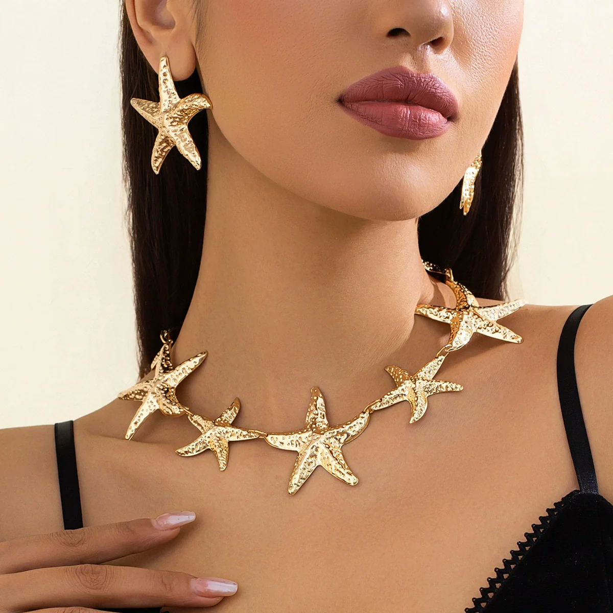 Necklace Starfish Pendant Iron Geometric Style Electroplating For Women - Image 5
