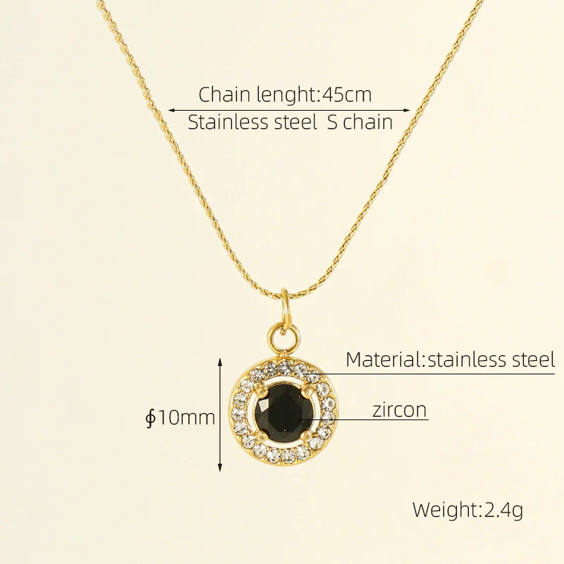 Necklace 316L Stainless Steel 18K Gold Plated Light Luxury Geometric Inlaid Zircon Sshaped Pendant For Women - Image 13