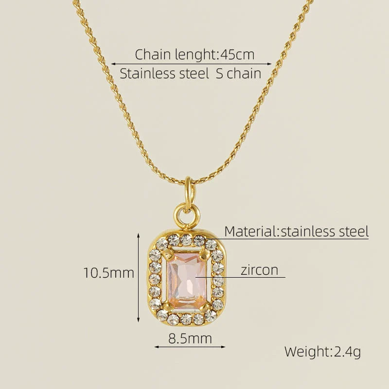 Necklace 316L Stainless Steel 18K Gold Plated Light Luxury Geometric Inlaid Zircon Sshaped Pendant For Women - Image 17