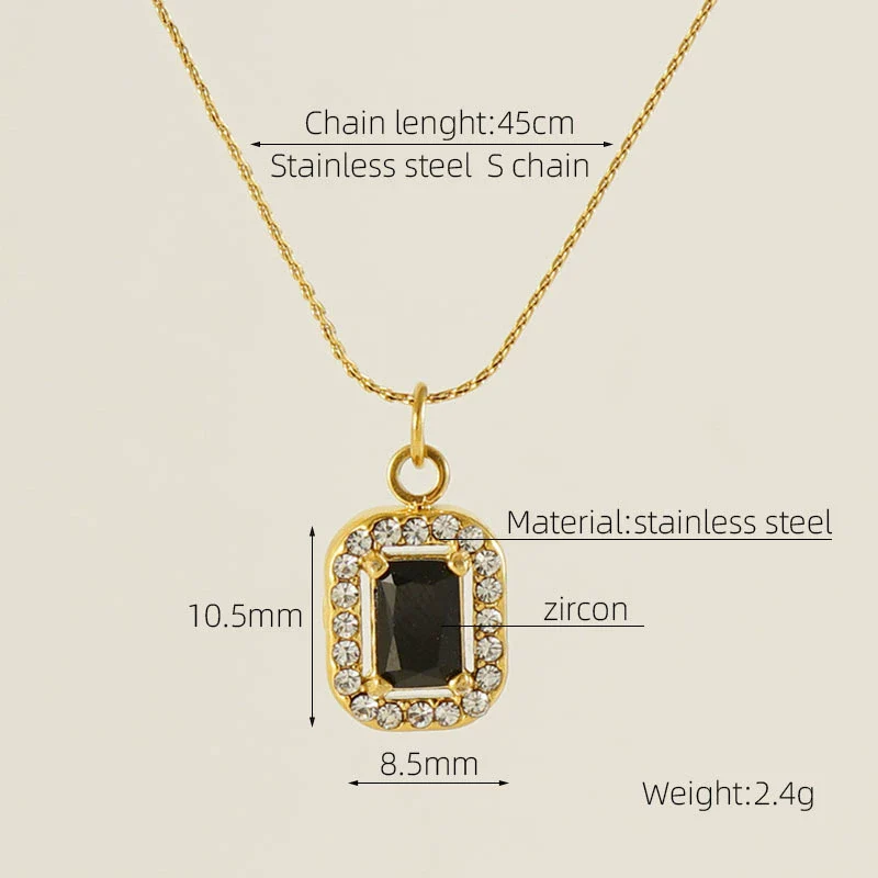 Necklace 316L Stainless Steel 18K Gold Plated Light Luxury Geometric Inlaid Zircon Sshaped Pendant For Women - Image 18