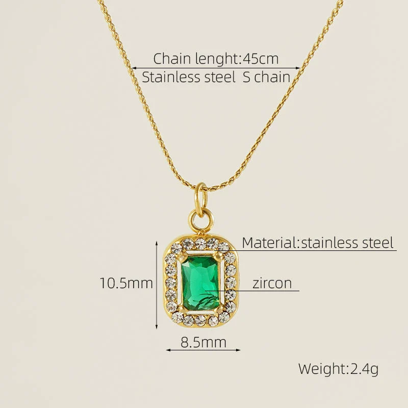 Necklace 316L Stainless Steel 18K Gold Plated Light Luxury Geometric Inlaid Zircon Sshaped Pendant For Women - Image 20
