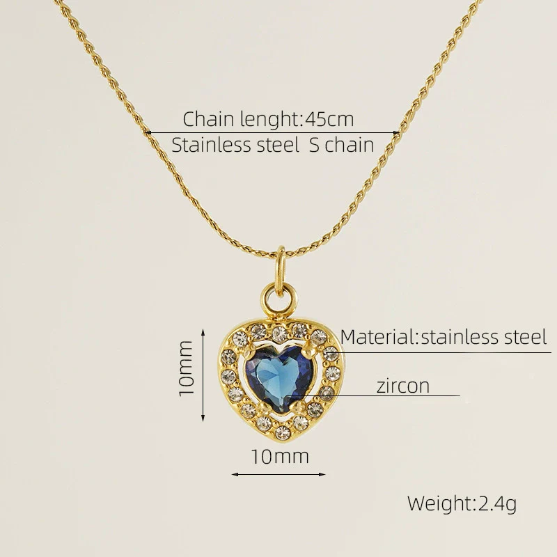 Necklace 316L Stainless Steel 18K Gold Plated Light Luxury Geometric Inlaid Zircon Sshaped Pendant For Women - Image 24