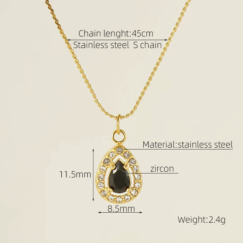 Necklace 316L Stainless Steel 18K Gold Plated Light Luxury Geometric Inlaid Zircon Sshaped Pendant For Women - Image 28