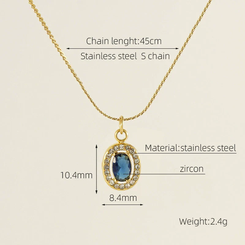 Necklace 316L Stainless Steel 18K Gold Plated Light Luxury Geometric Inlaid Zircon Sshaped Pendant For Women - Image 34