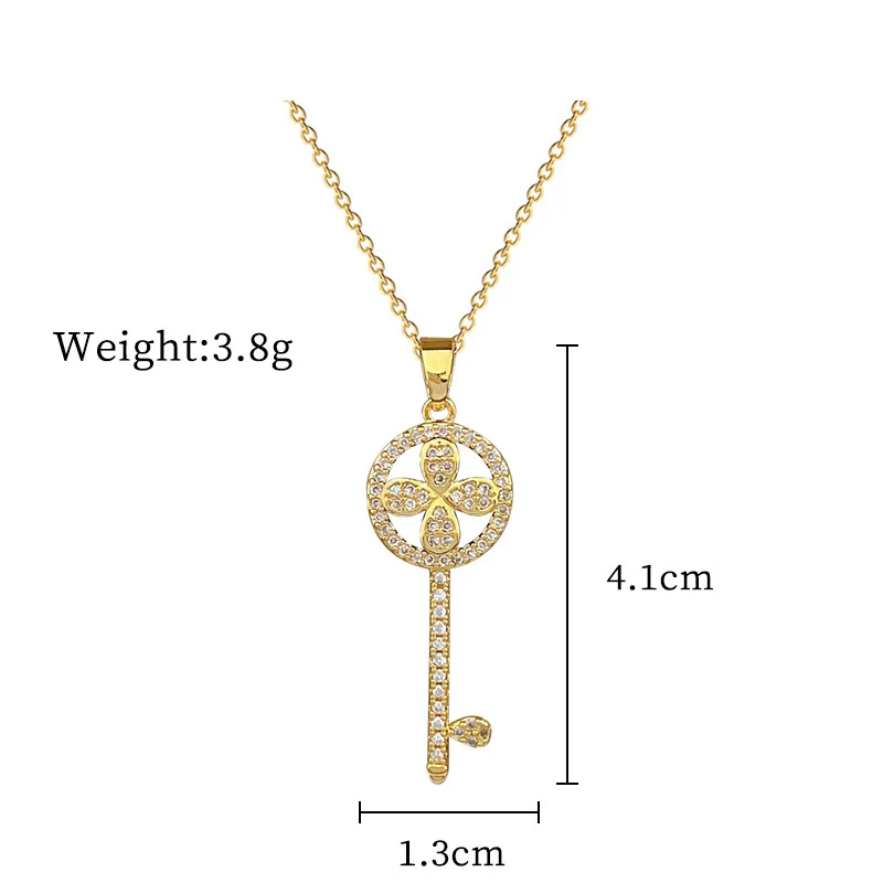 Necklace Titanium Steel Copper Geometric Flower Key Light Luxury Elegant Gorgeous Unisex - Image 6