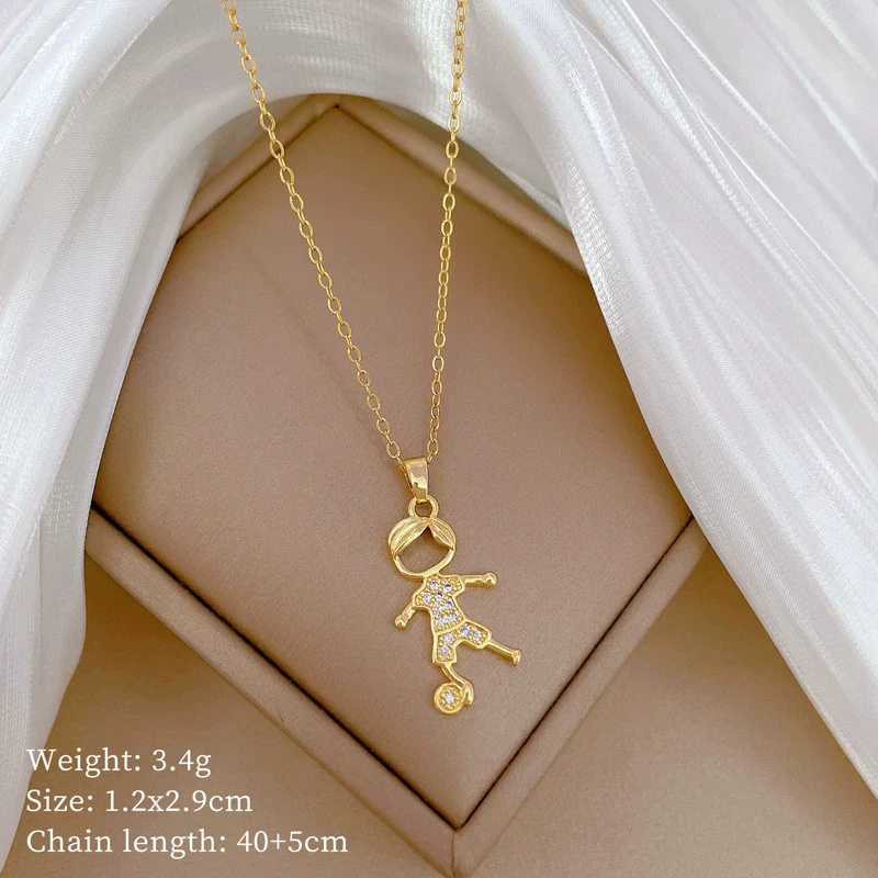 Necklace Titanium Steel Copper Geometric Football Style For Women - Image 6
