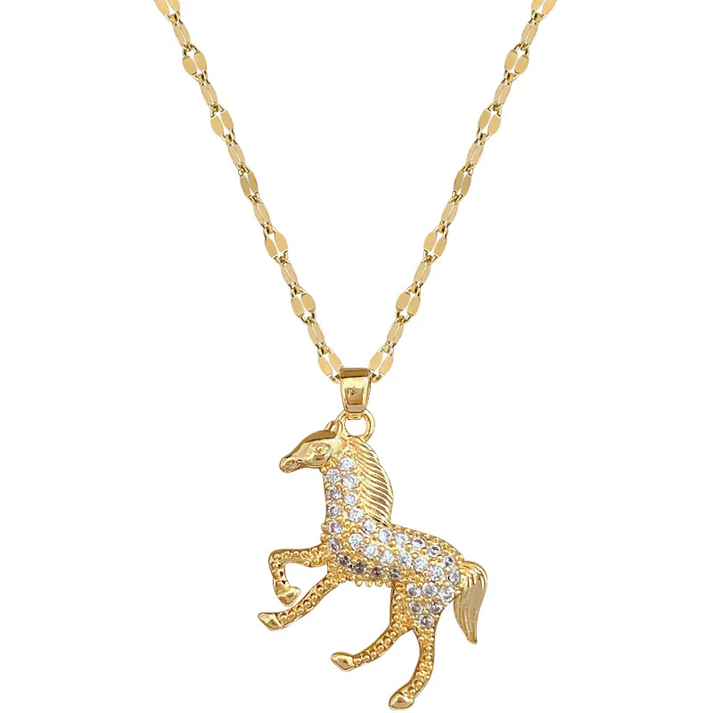 Necklace Titanium Steel Copper Geometric Horse Treading Mountains And Rivers Light Luxury Elegant Gorgeous Unisex - Image 5