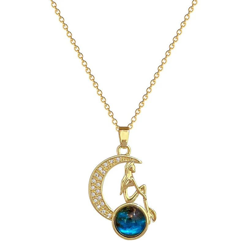 Necklace Titanium Steel Copper Geometric Star And Moon Zircon Light Luxury Elegant Gorgeous Unisex - Image 5