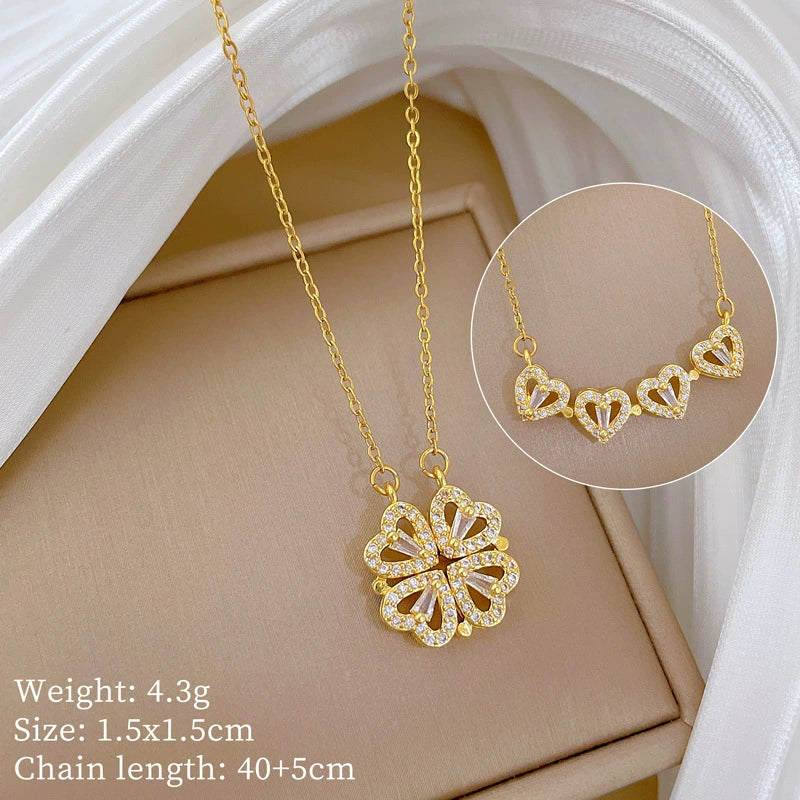 Necklace Titanium Steel Copper Heart Fourleaf Flower Animal Zodiac Cartoon Style - Image 6