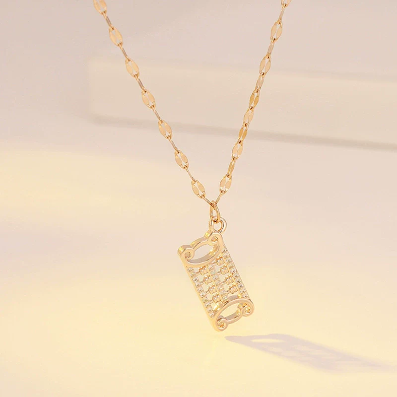 Necklace Titanium Steel Copper Inlaid Zircon Geometric Vacuum Plating Fashion - Image 14