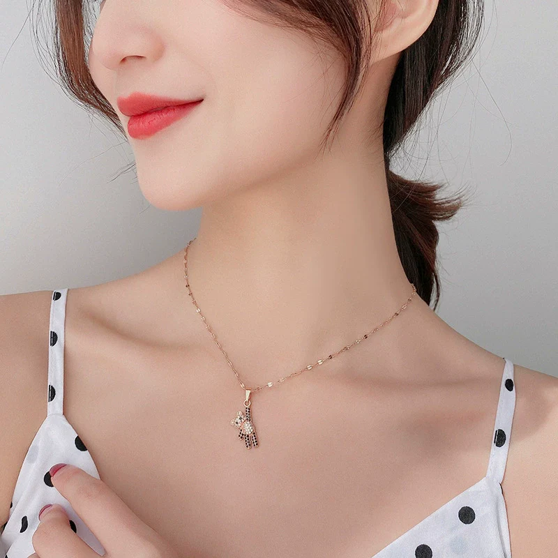 Necklace Titanium Steel Copper Inlaid Zircon Geometric Vacuum Plating Fashion - Image 2
