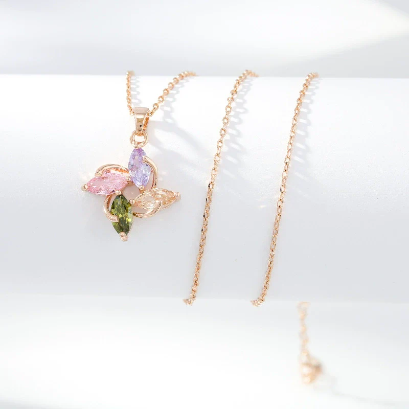Necklace Titanium Steel Copper Inlaid Zircon Geometric Vacuum Plating Fashion - Image 35