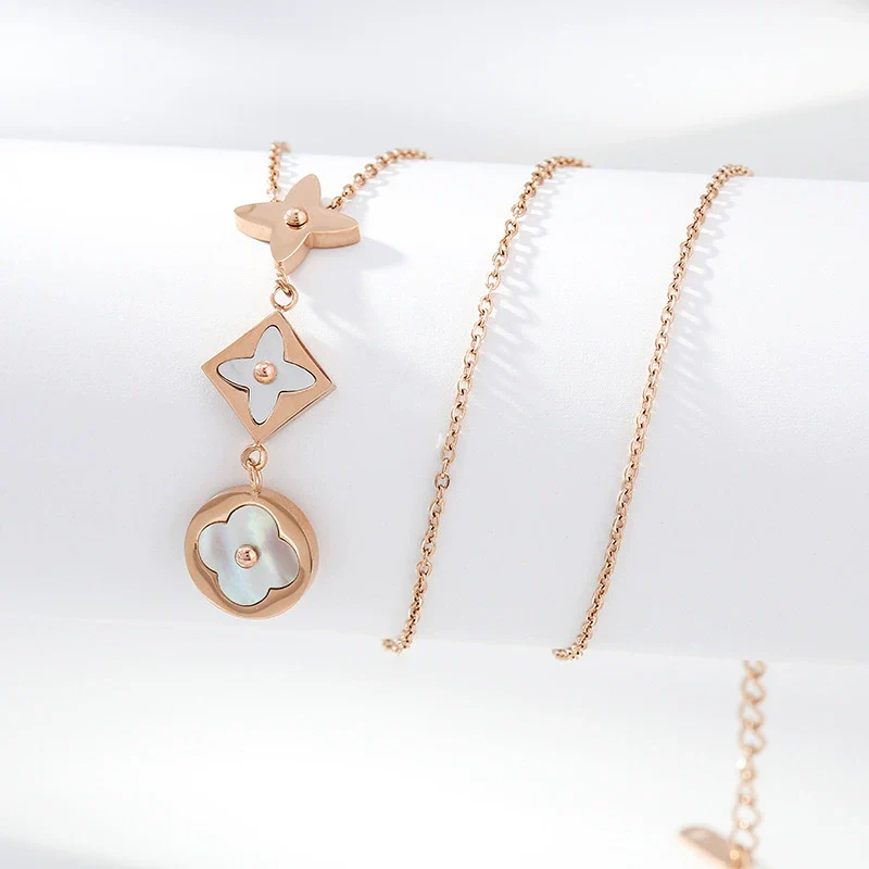 Necklace Titanium Steel Copper Inlaid Zircon Geometric Vacuum Plating Fashion - Image 37
