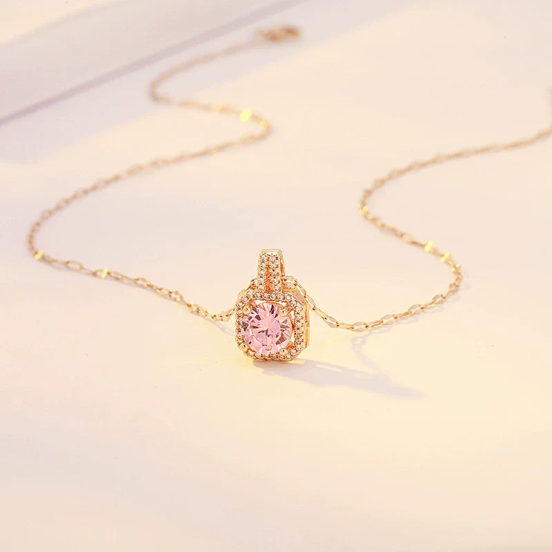 Necklace Titanium Steel Copper Inlaid Zircon Geometric Vacuum Plating Fashion - Image 6