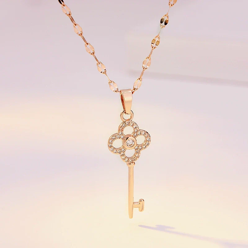 Necklace Titanium Steel Copper Inlaid Zircon Geometric Vacuum Plating Fashion - Image 8