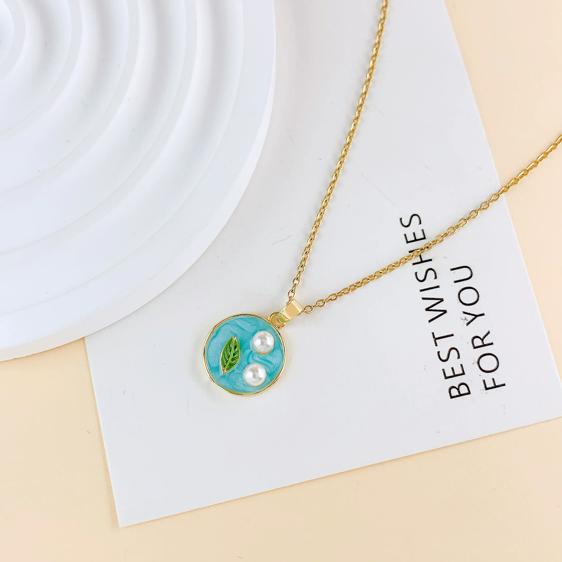 Necklace Titanium Steel Copper Real Gold Plated Oil Painting Tulip Geometric Sweet Style Cross Chain - Image 10
