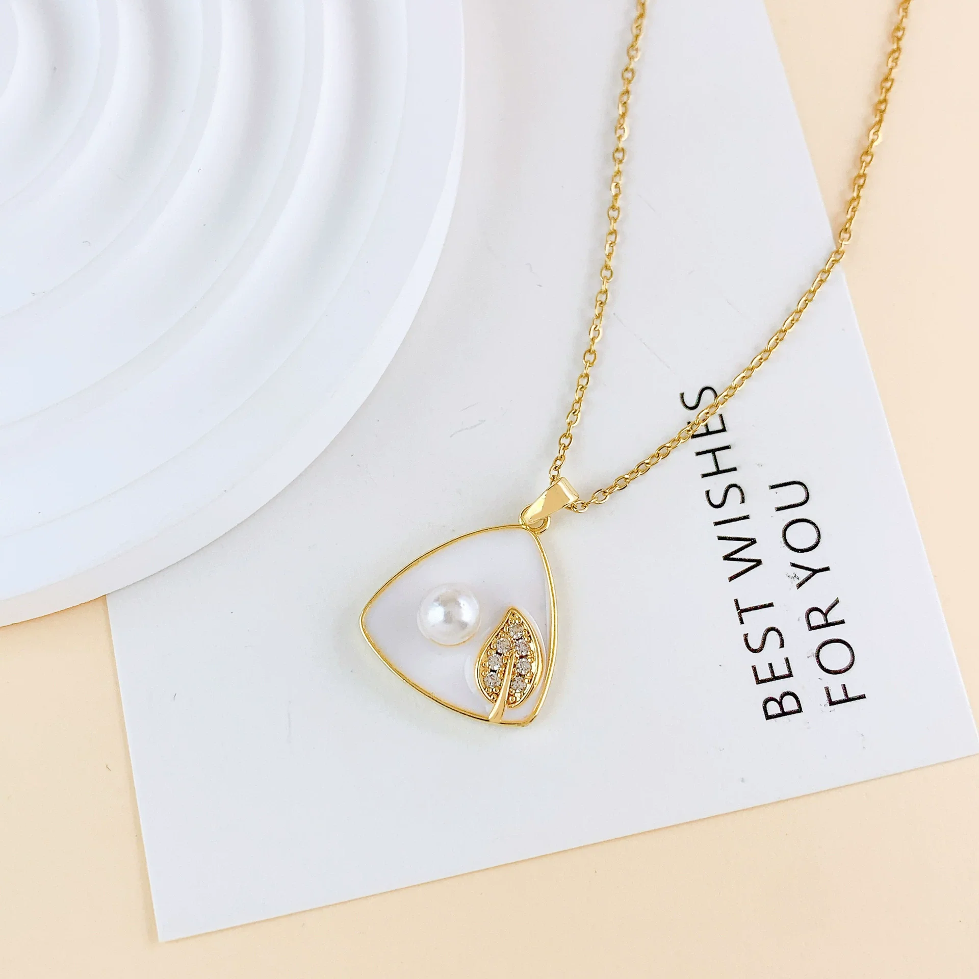 Necklace Titanium Steel Copper Real Gold Plated Oil Painting Tulip Geometric Sweet Style Cross Chain - Image 19