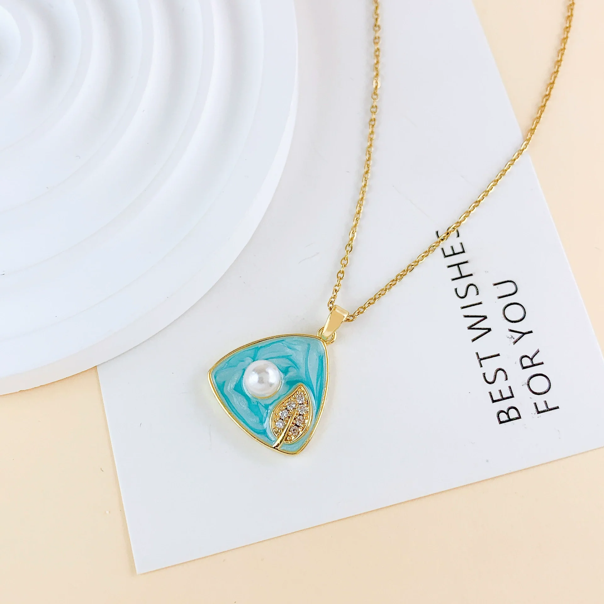 Necklace Titanium Steel Copper Real Gold Plated Oil Painting Tulip Geometric Sweet Style Cross Chain - Image 20