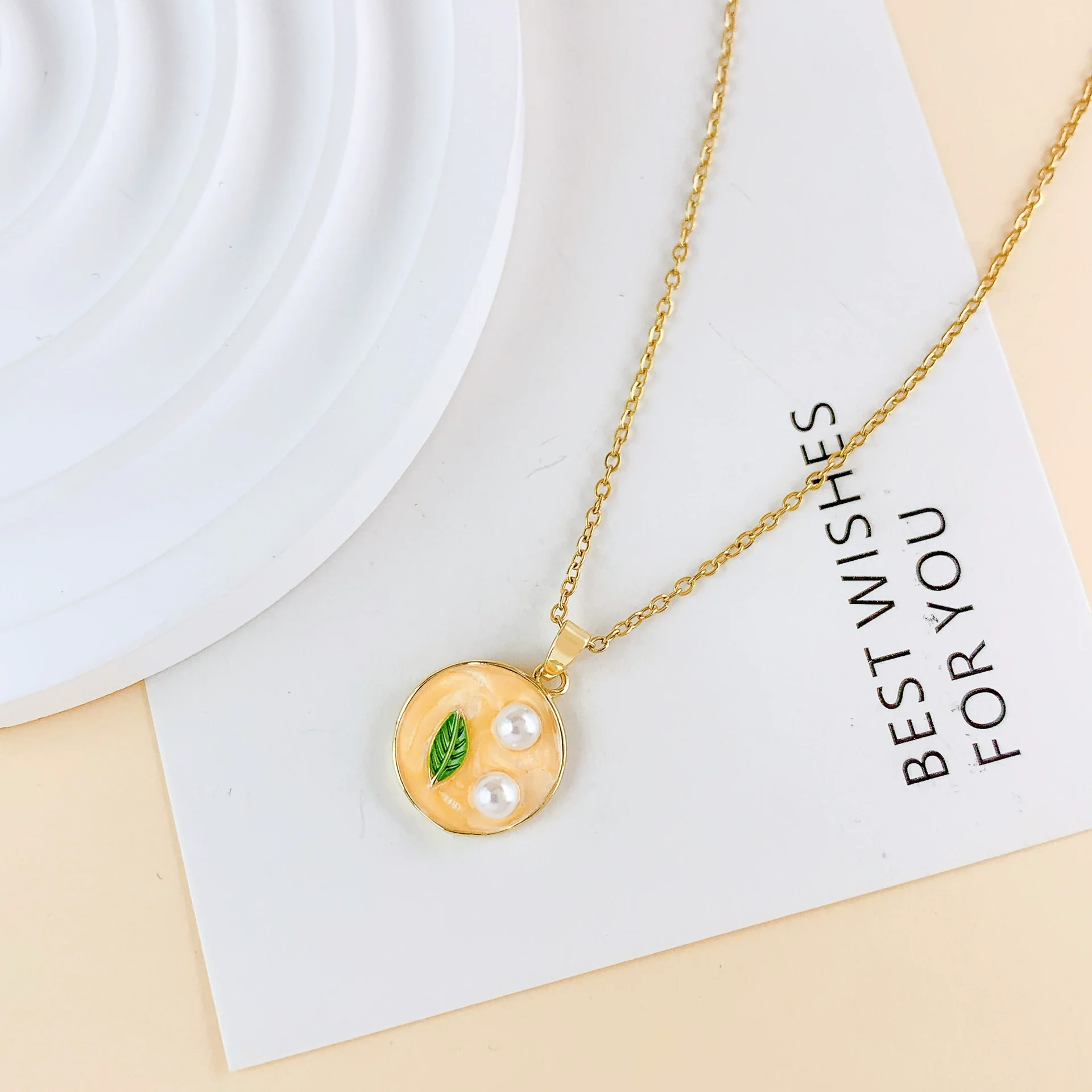 Necklace Titanium Steel Copper Real Gold Plated Oil Painting Tulip Geometric Sweet Style Cross Chain - Image 9