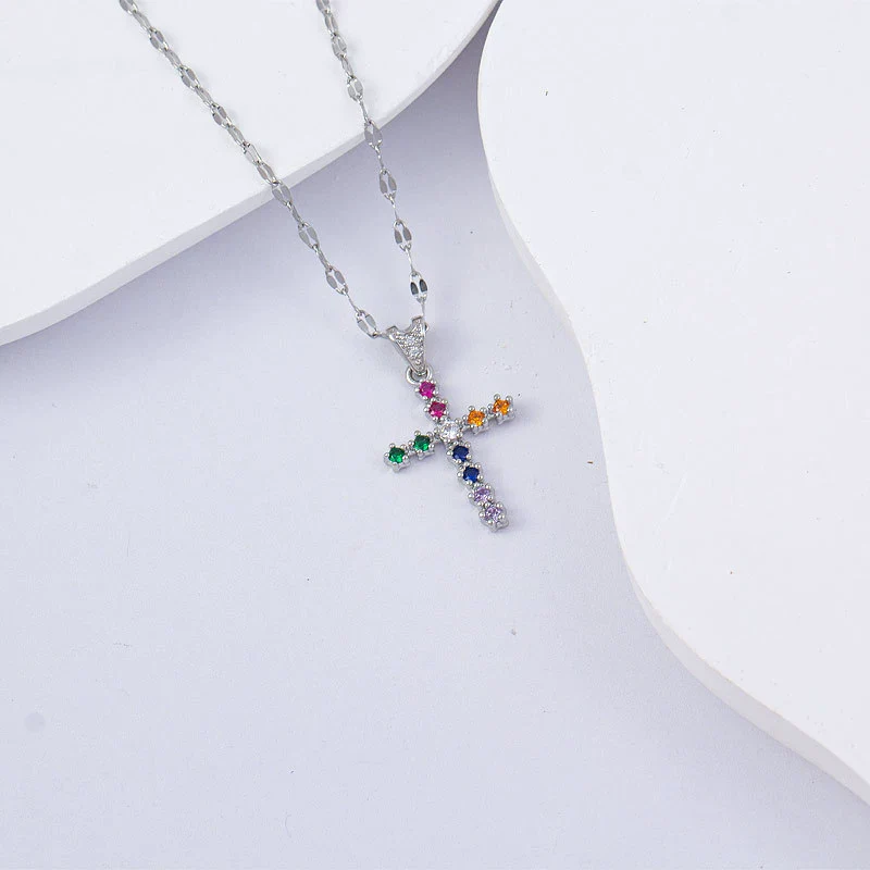 Necklace Titanium Steel Copper Water Wave Chain Cross Pendant Electroplated Light Luxury Elegant Highend Jewelry - Image 13