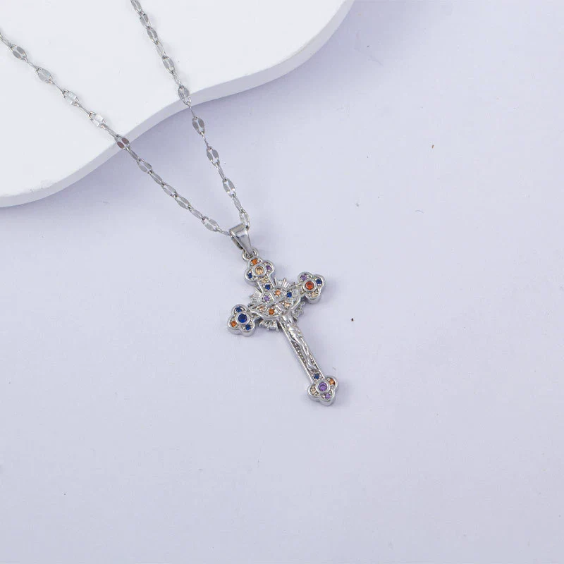 Necklace Titanium Steel Copper Water Wave Chain Cross Pendant Electroplated Light Luxury Elegant Highend Jewelry - Image 19