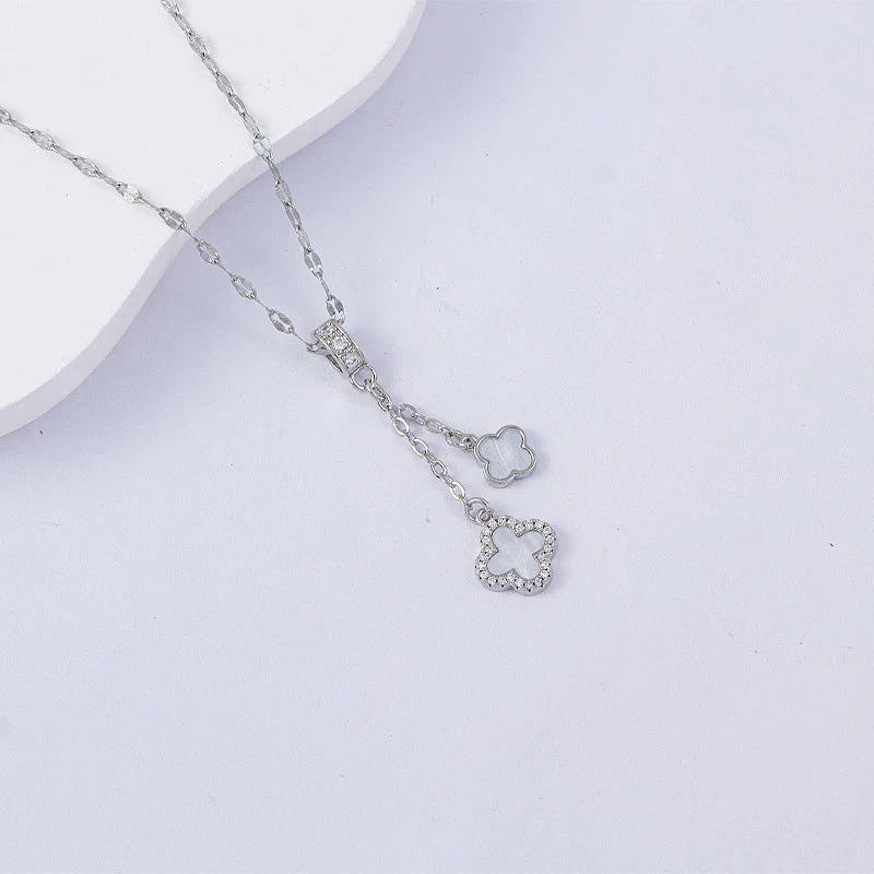 Necklace Titanium Steel Copper Water Wave Chain Cross Pendant Electroplated Light Luxury Elegant Highend Jewelry - Image 23