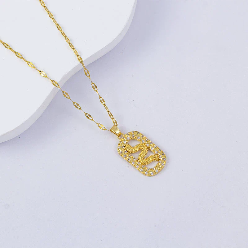 Necklace Titanium Steel Copper Water Wave Chain Cross Pendant Electroplated Light Luxury Elegant Highend Jewelry - Image 24