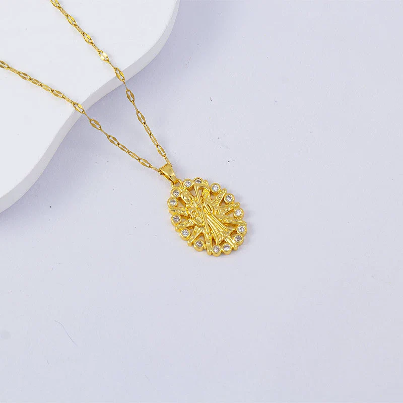 Necklace Titanium Steel Copper Water Wave Chain Cross Pendant Electroplated Light Luxury Elegant Highend Jewelry - Image 34