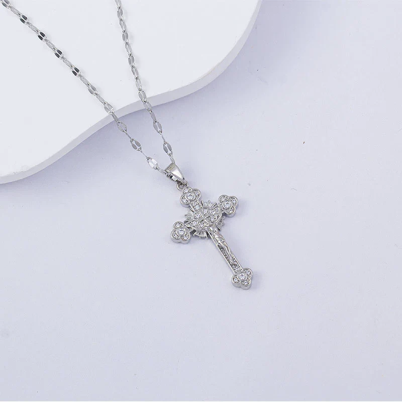 Necklace Titanium Steel Copper Water Wave Chain Cross Pendant Electroplated Light Luxury Elegant Highend Jewelry - Image 43