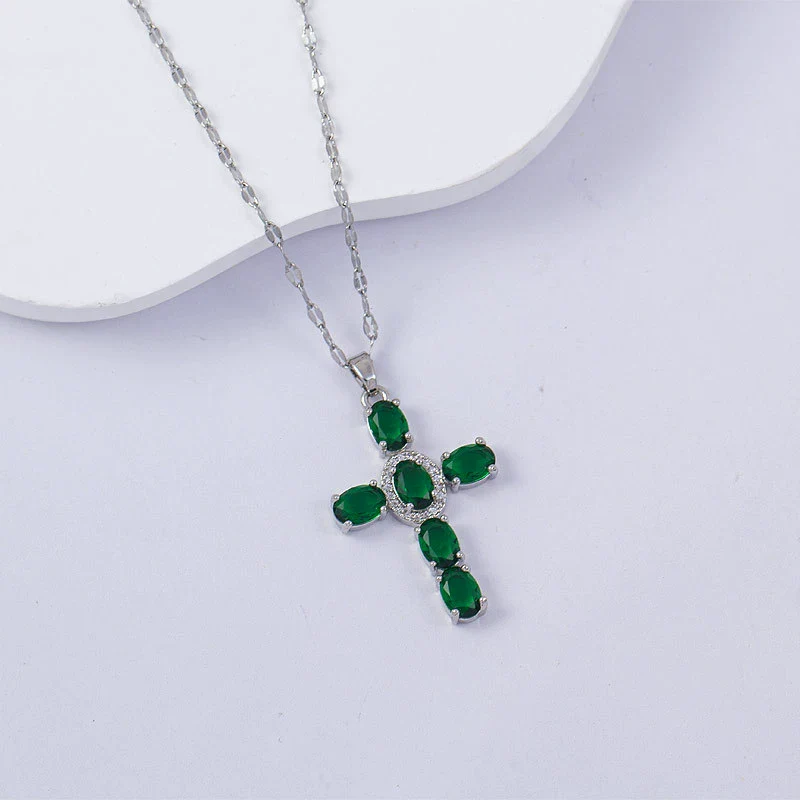 Necklace Titanium Steel Copper Water Wave Chain Cross Pendant Electroplated Light Luxury Elegant Highend Jewelry - Image 55