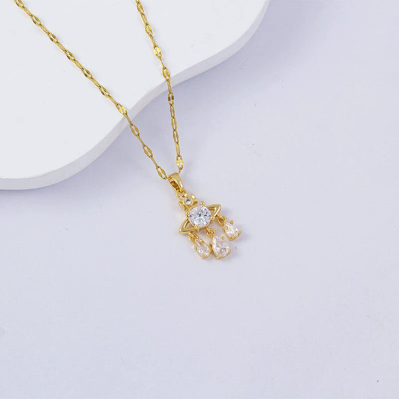 Necklace Titanium Steel Copper Water Wave Chain Cross Pendant Electroplated Light Luxury Elegant Highend Jewelry - Image 58