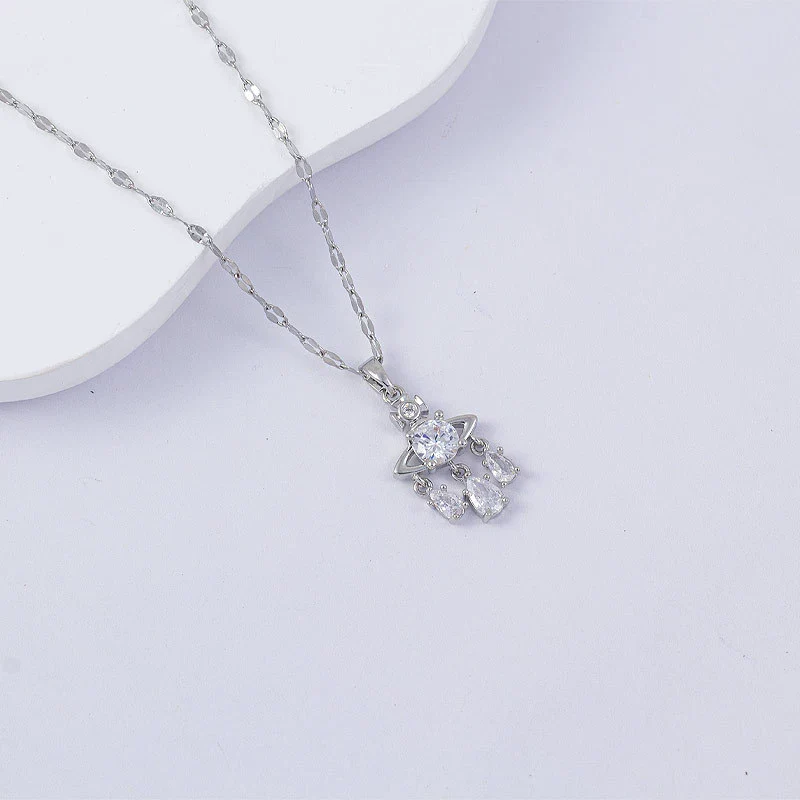 Necklace Titanium Steel Copper Water Wave Chain Cross Pendant Electroplated Light Luxury Elegant Highend Jewelry - Image 59