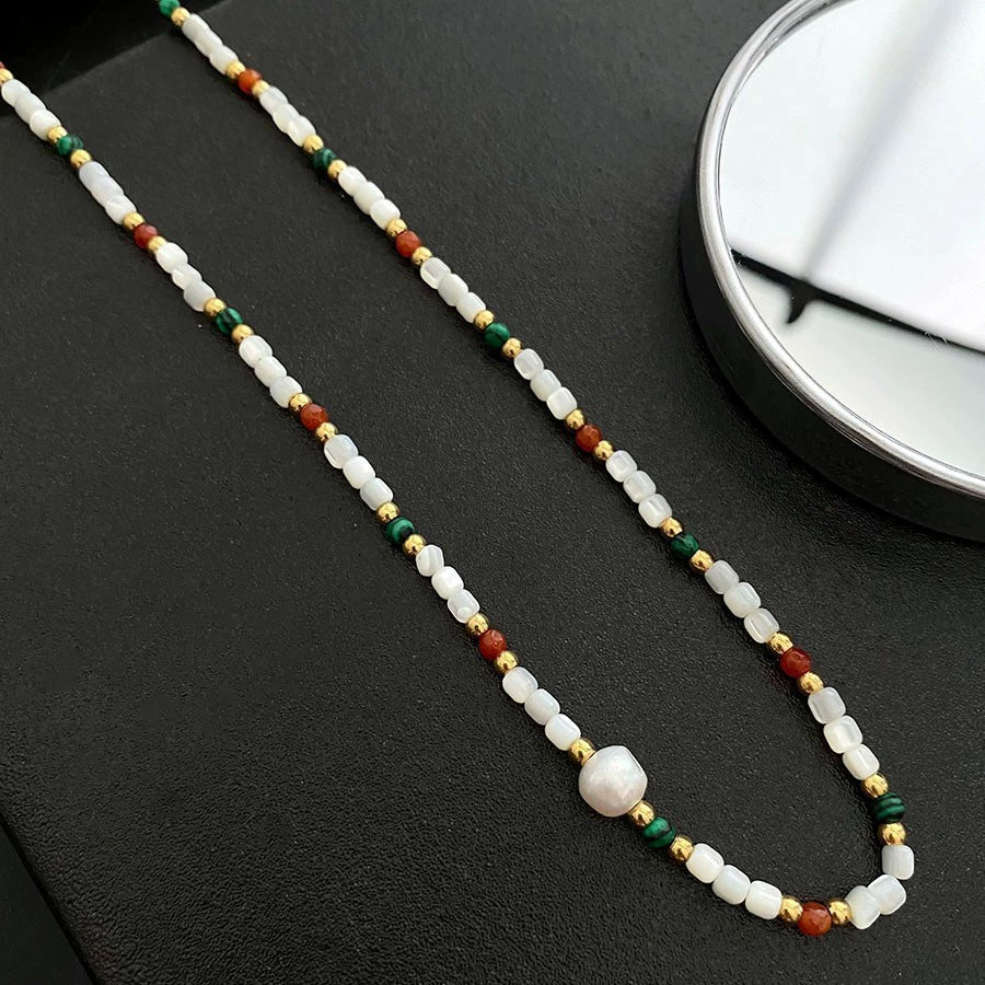 Necklace Titanium Steel Freshwater Pearl Geometric Vintage Simple Light Luxury Electroplating For Women - Image 10
