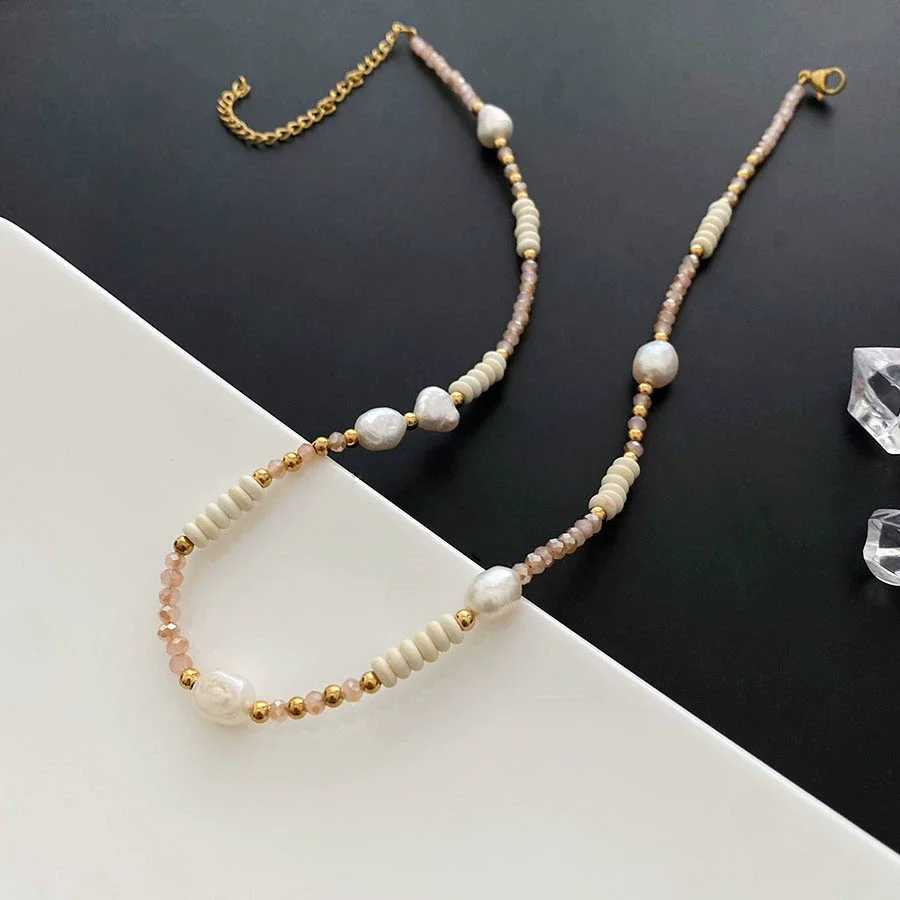 Necklace Titanium Steel Freshwater Pearl Geometric Vintage Simple Light Luxury Electroplating For Women - Image 13