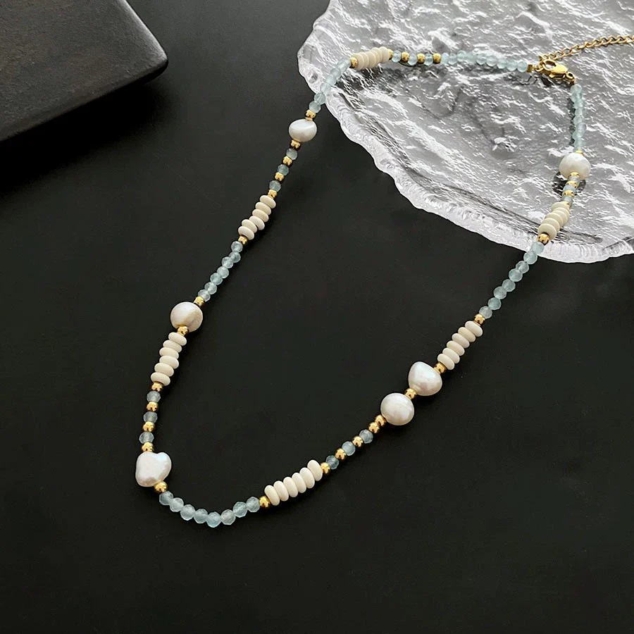 Necklace Titanium Steel Freshwater Pearl Geometric Vintage Simple Light Luxury Electroplating For Women - Image 14