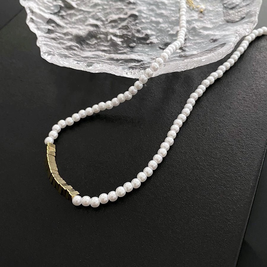 Necklace Titanium Steel Freshwater Pearl Geometric Vintage Simple Light Luxury Electroplating For Women - Image 15