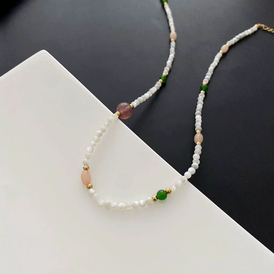 Necklace Titanium Steel Freshwater Pearl Geometric Vintage Simple Light Luxury Electroplating For Women - Image 24
