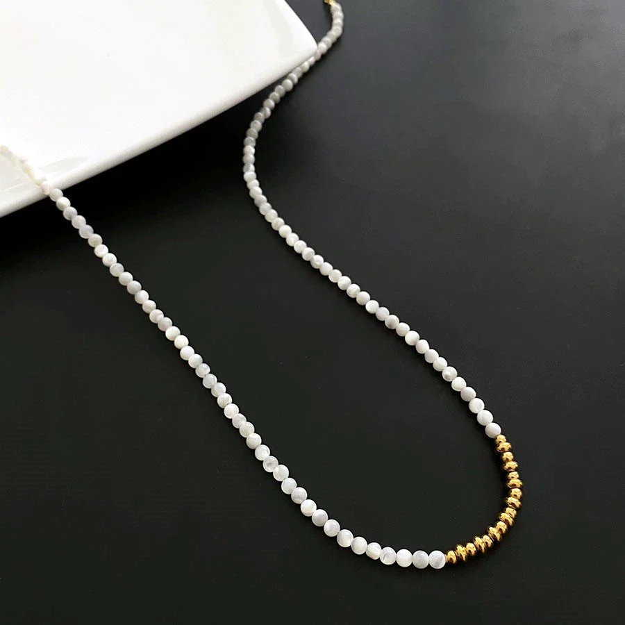 Necklace Titanium Steel Freshwater Pearl Geometric Vintage Simple Light Luxury Electroplating For Women - Image 28