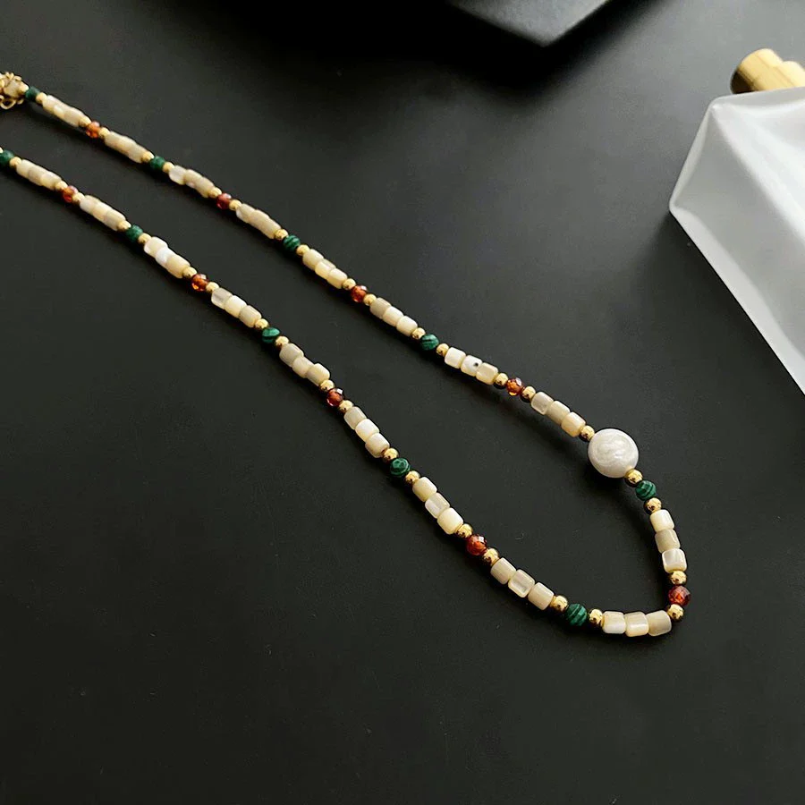 Necklace Titanium Steel Freshwater Pearl Geometric Vintage Simple Light Luxury Electroplating For Women - Image 9