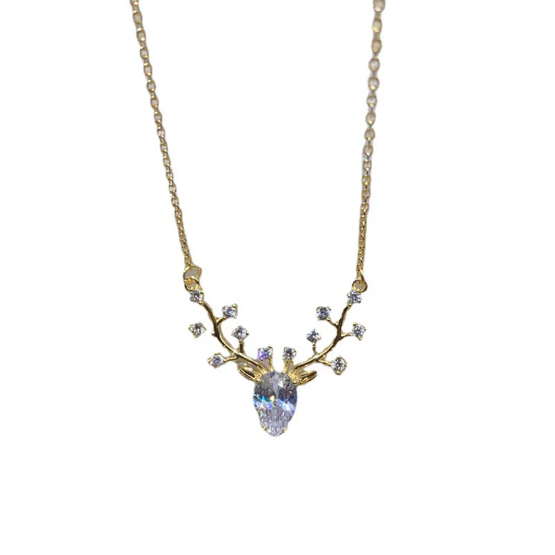 Necklace Titanium Steel Geometric Gold Inlaid Little Elk Pendant Women's Fashionable Clavicle Chain - Image 5