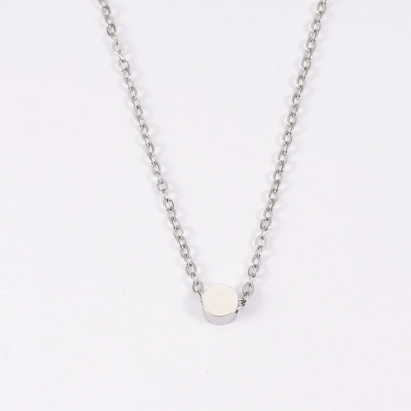 Necklace Titanium Steel Geometric Small Round Beads And Small Bean Cross Chain Original Design - Image 6