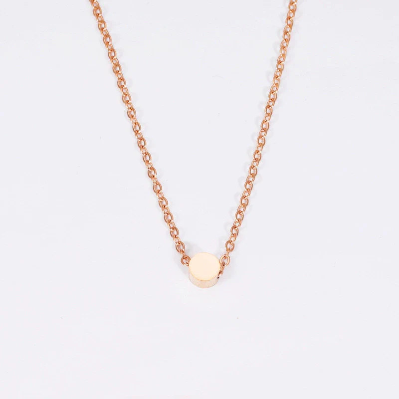 Necklace Titanium Steel Geometric Small Round Beads And Small Bean Cross Chain Original Design - Image 8
