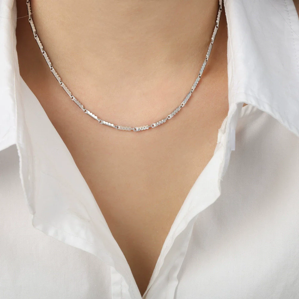 Necklace Titanium Steel Geometric Texture Electroplating Personality Style - Image 11